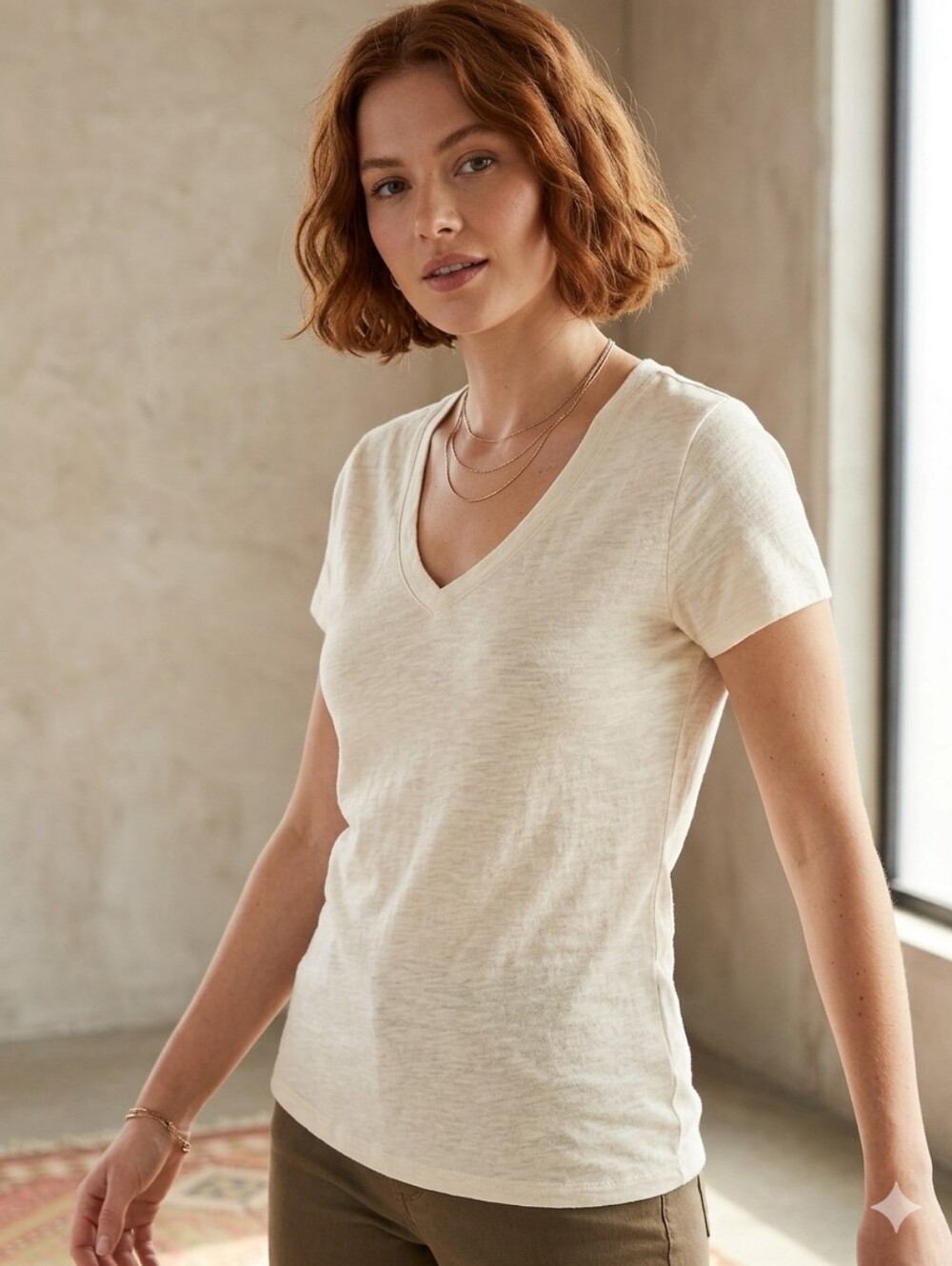 Universal Thread Short Sleeve V-neck T-shirt, size Small color Stucco NWT